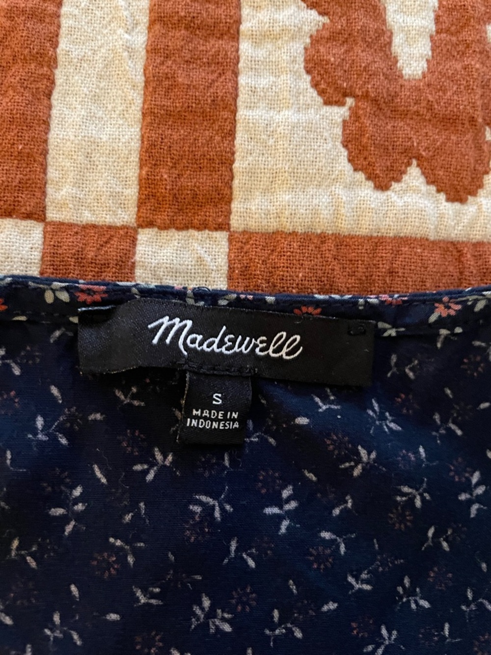 Madewell Navy Blue Floral Button-Front Midi Dress - Picture 2 of 4